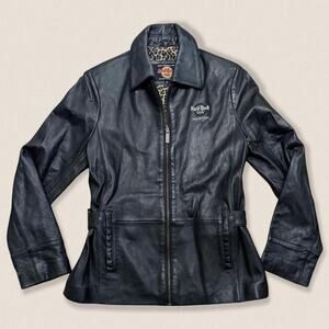 Y2K Hard Rock Cafe Houston Leather Jacket Size Medium